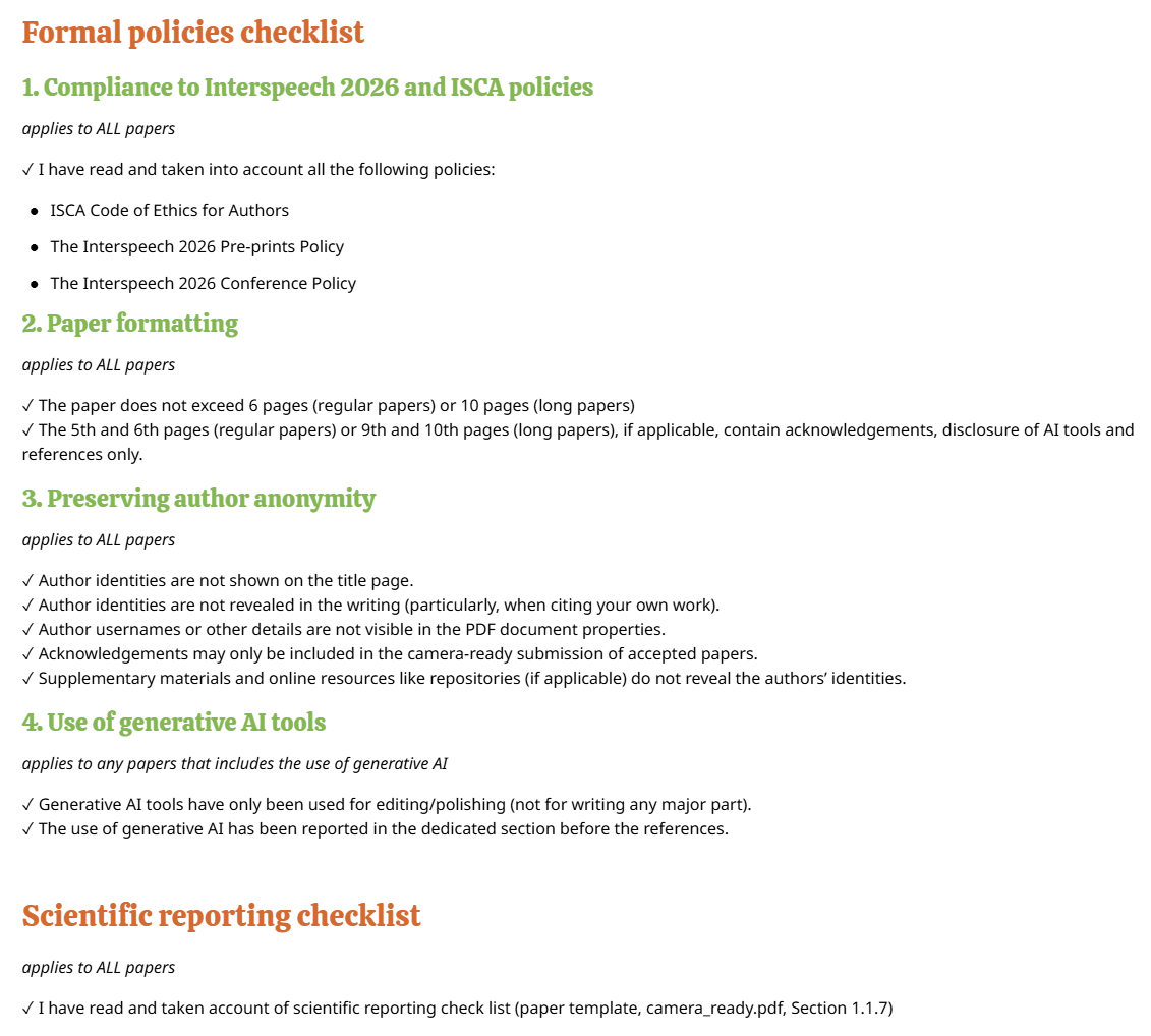Quick Author Checklist